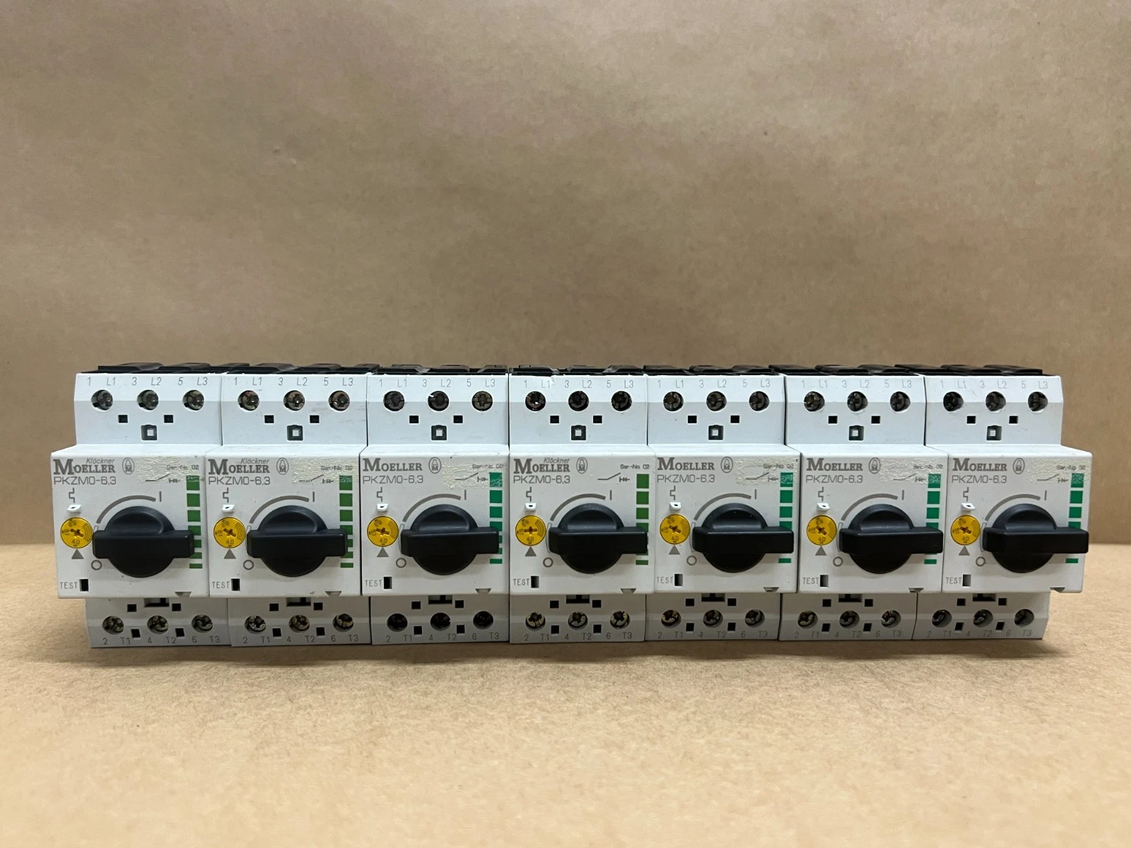 Used Moeller PKZM0-6.3 Motor Protective Circuit Breaker, 4.0-6.3A - Lot of 7