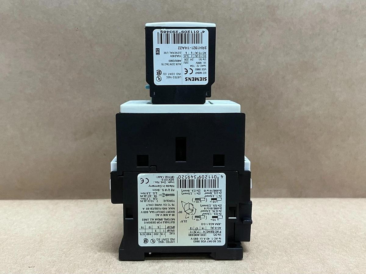 Used Siemens 3RT1025-1A SIRIUS 3R Contactor w/ 22E