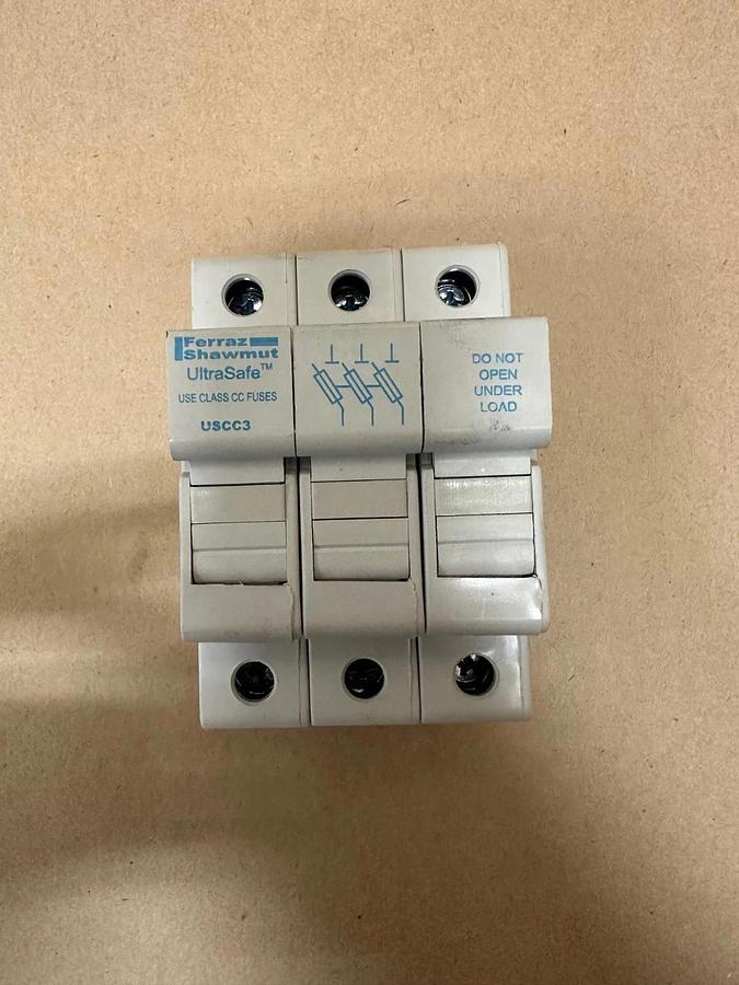 Used Ferraz Shawmut USCC3 Ultrasafe Fuseholder w/ ATDR25 Fuse (x3)