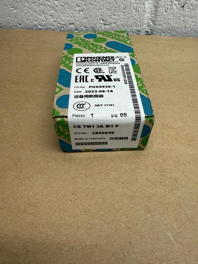 Used Phoenix Contact 2800849, CB TM1 3A M1 P, Circuit Breaker *NEW*