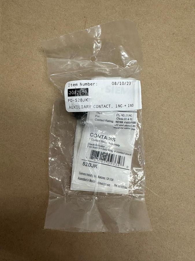 Used Siemens PD-52BJK Contact Block *FACTORY SEALED*