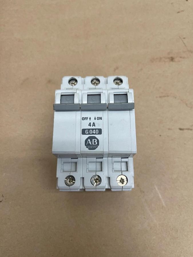 Used Allen-Bradley 1492-CB3 G 040 Supplementary Protector, Ser B, 4A, Circuit Breaker