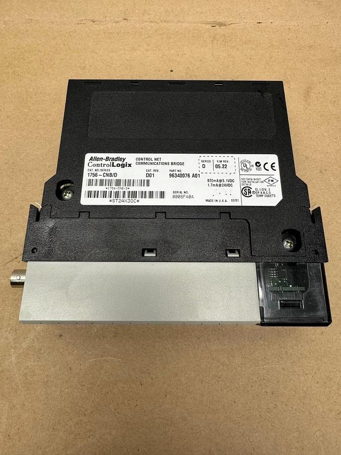 Used Allen Bradley 1756-CNB/D ControlLogix Control Communications Module, D01, Ser D