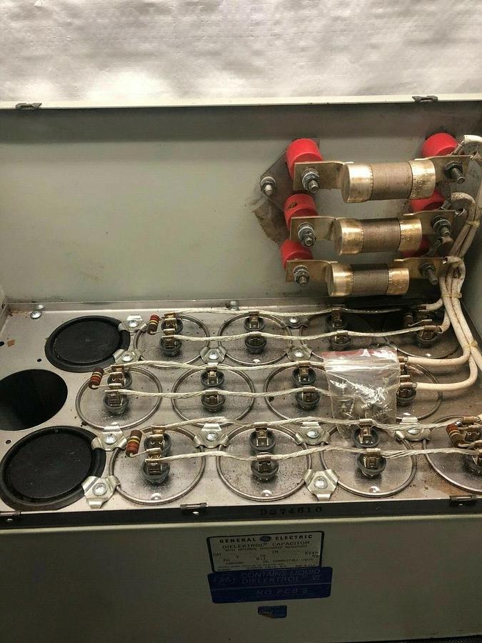 Used General Electric 65L333TC Dielektrol Capacitor, Internal Discharge Resistors