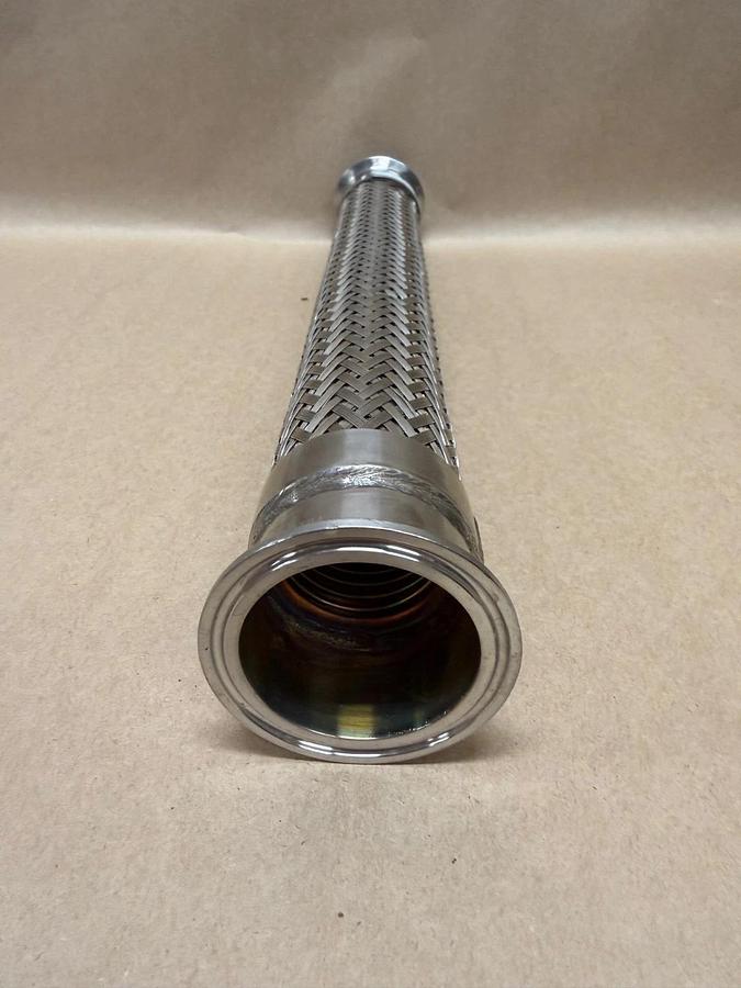Used Stainless Steel Braided Flex Hose 1-3/4” Diameter, 16-1/4” Length
