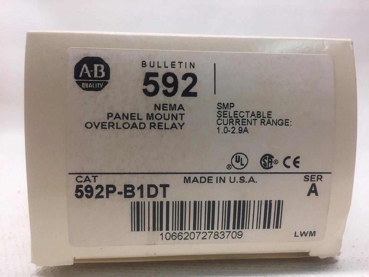 Allen Bradley 592P–B1DT Panel Mount Overload Relay NIB