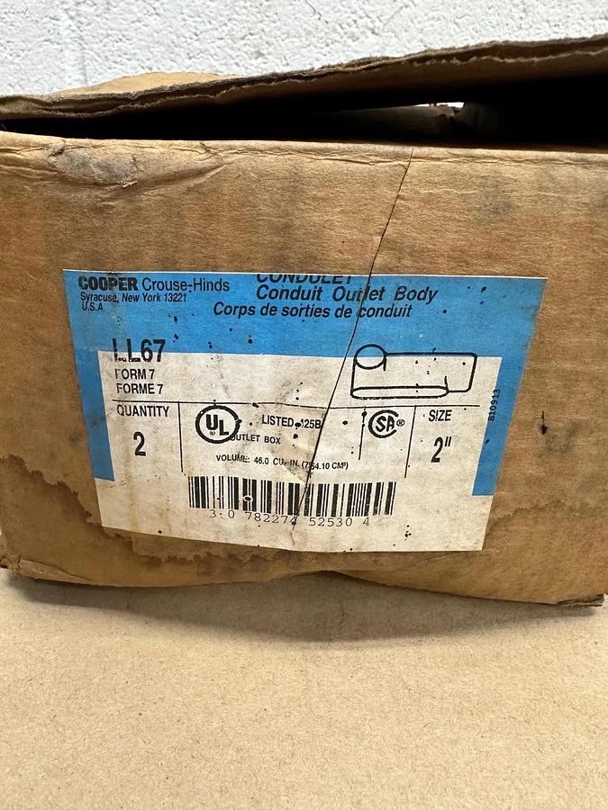 Used Cooper Crouse Hinds LL67 Conduit, 2”, Form 7 (Pack of 2) *NEW*