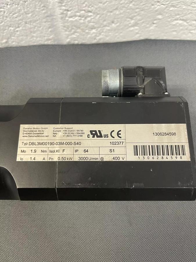 Used Danaher Motion DBL3M00190-03M-00 Servo Motor, 3000 U/min, 400 V