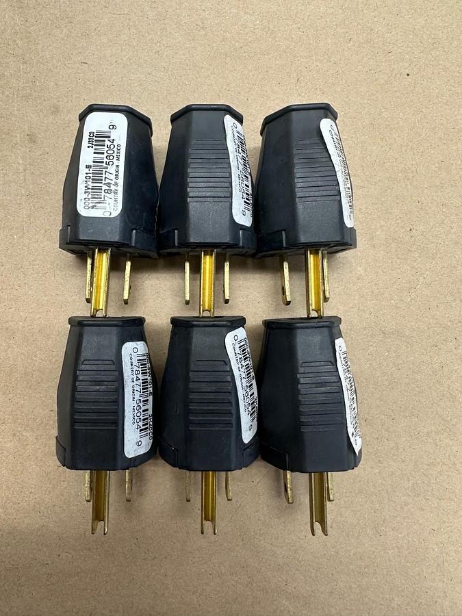 Leviton 000-3W101-E 3-Wire, 2-Pole Clamp Tight Cord Plug (Lot of 6) *NEW*