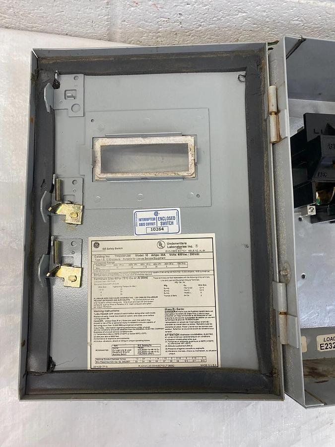 Used General Electric THN3361JW Heavy Duty Safety Switch Non-Fusible 3 Pole 30A
