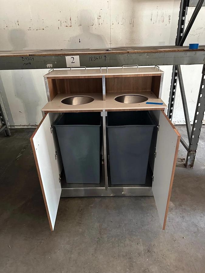 Used Custom Double Trash Rolling Cart
