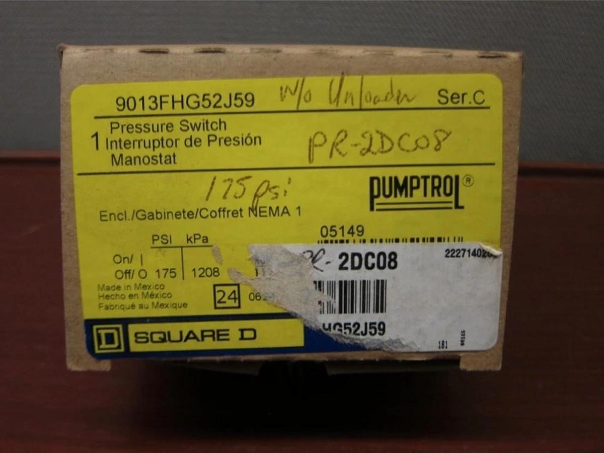 Used Square D Pumptrol Pressure Switch 9013FHG52J59 New