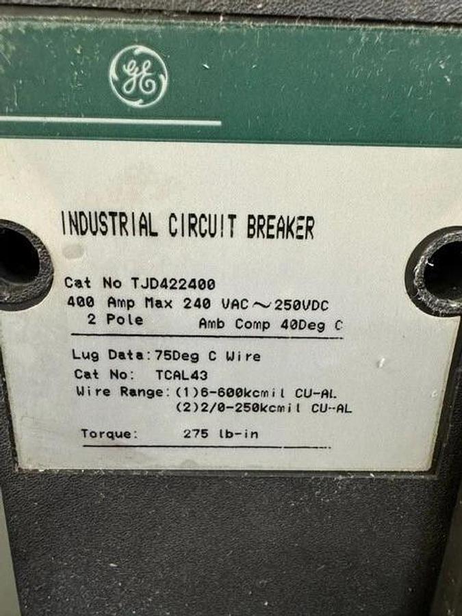 Used General Electric A-Series Panelboard AB643, GE TJD422400 400A Circuit Breaker