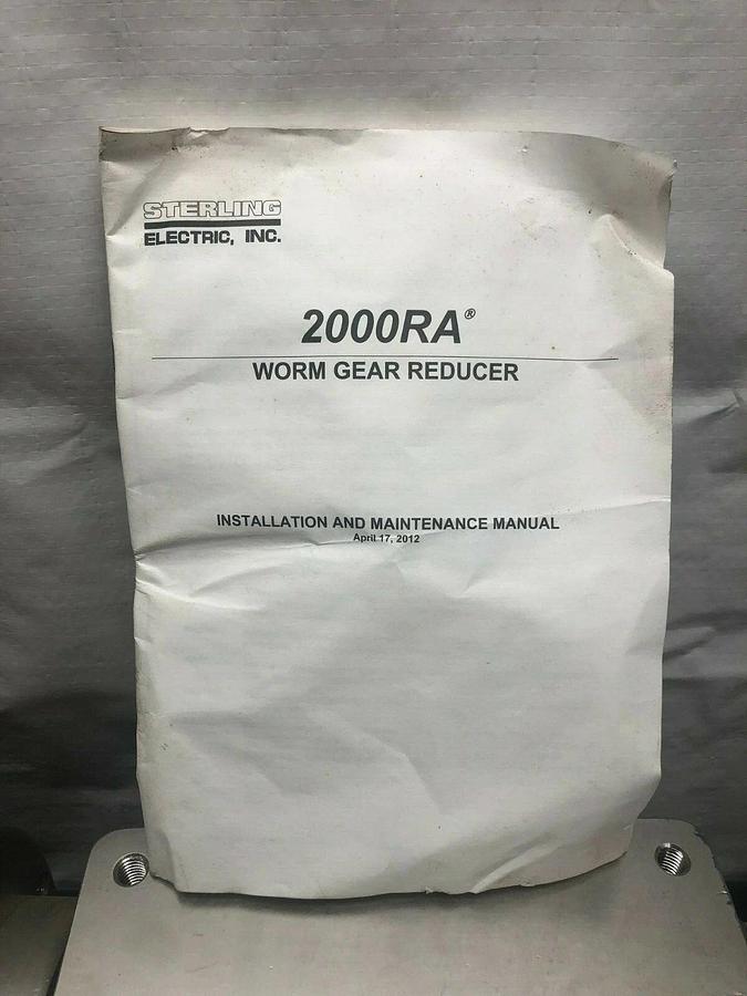 Used Sterling Electric 37.SDF6K151 Worm Gear Reducer, 2000RA, SS, Ratio 60:1