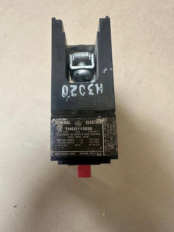 Used General Electric THED113020 20A 1 Pole Circuit Breaker