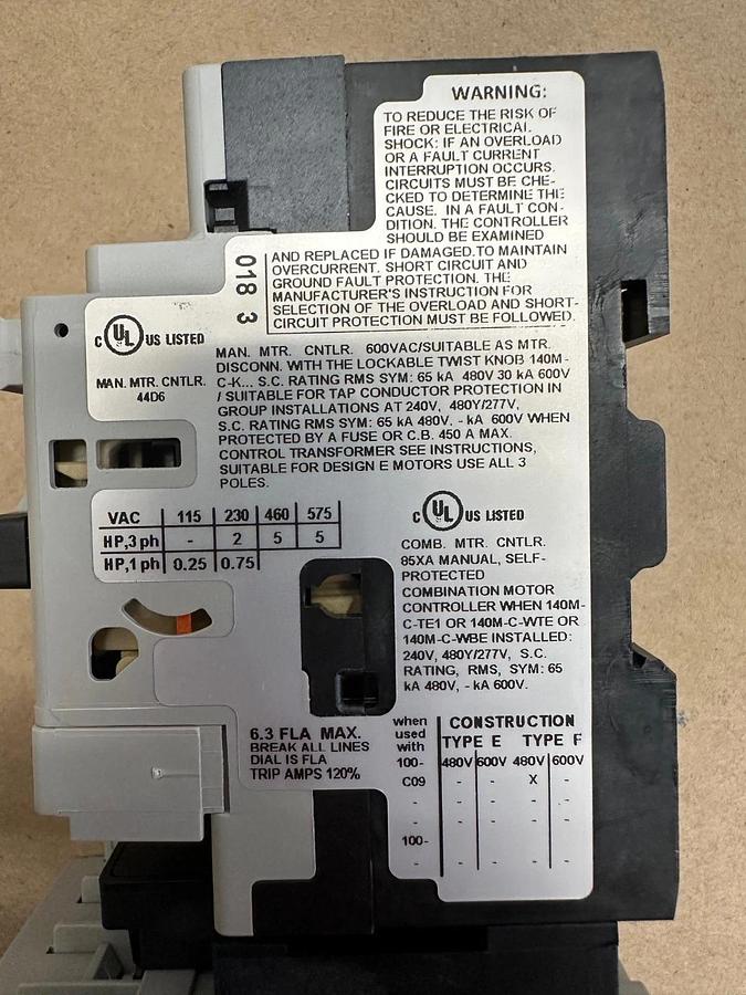 Allen Bradley 190E-AND2-CB63C Economy Starter with Circuit Breaker *NEW*