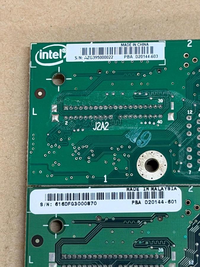 Used Intel PBA D20144-601 and PBA D20144-603 Circuit Board Cards - Lot of 2