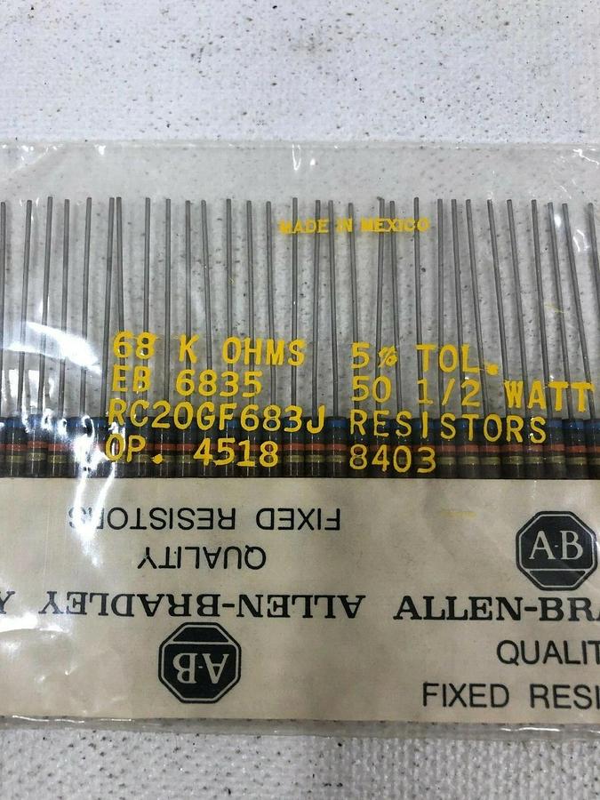 Used Allen-Bradley Resistors (100) 220 OHMS (100) 390 OHMS (100) 68k OHMS