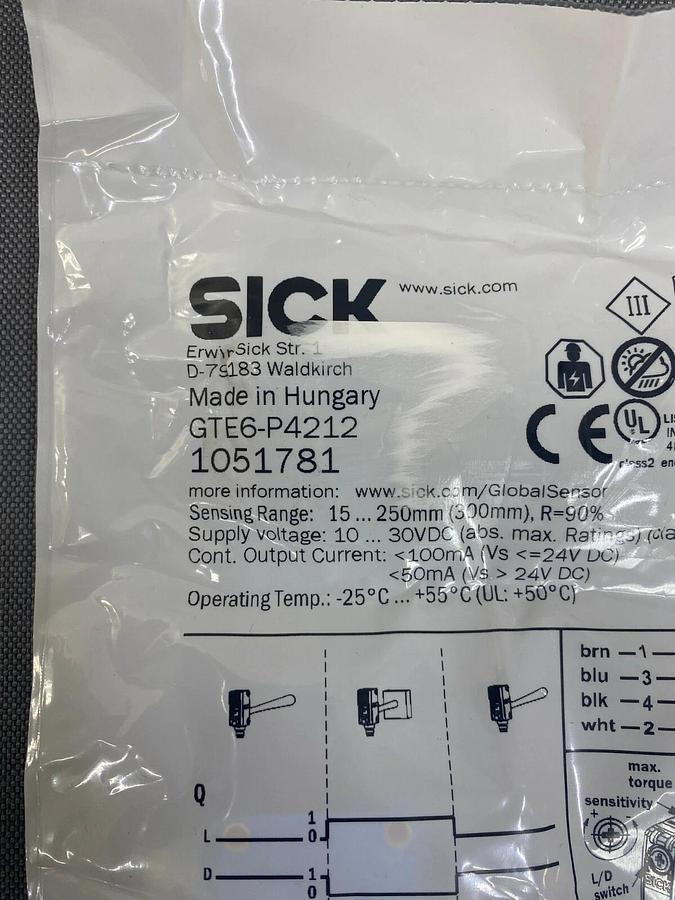 Used Sick GTE6-P4212 Miniature Photoelectric Sensor