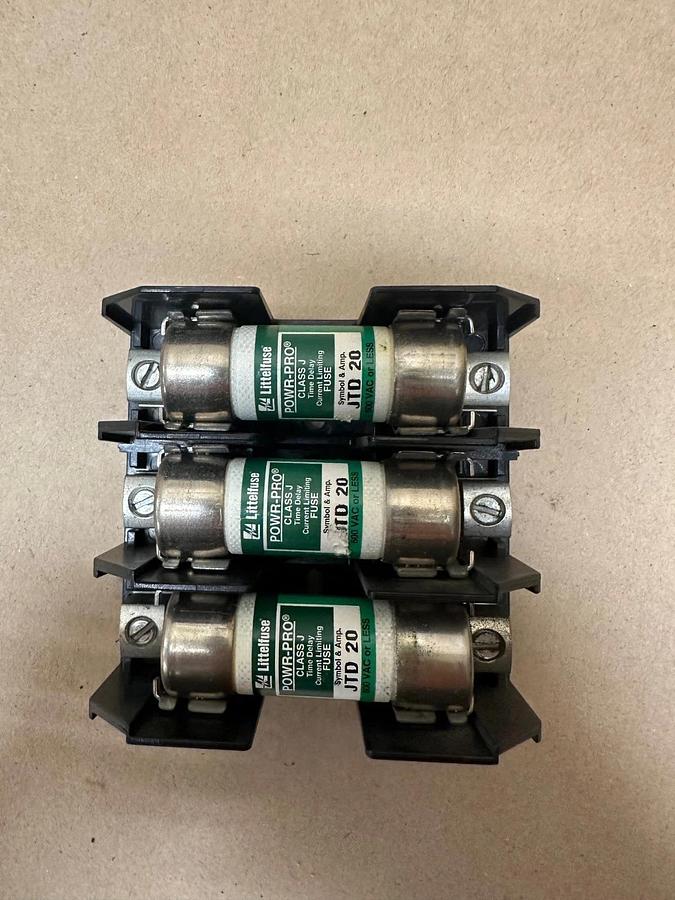 Used Littelfuse LJ60030-3C, 600V Fuse Block w/ Littelfuse JTD 20 Fuse