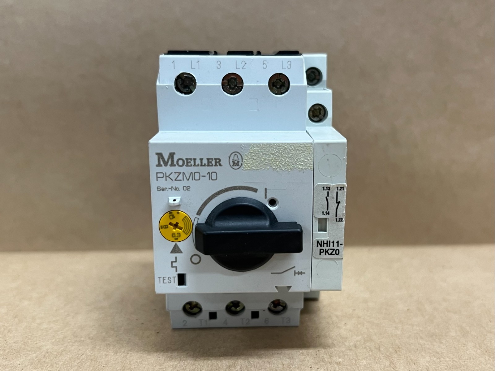 Used Moeller PKZM0-10 6.3A-10A Manual Motor Protector Circuit Breaker