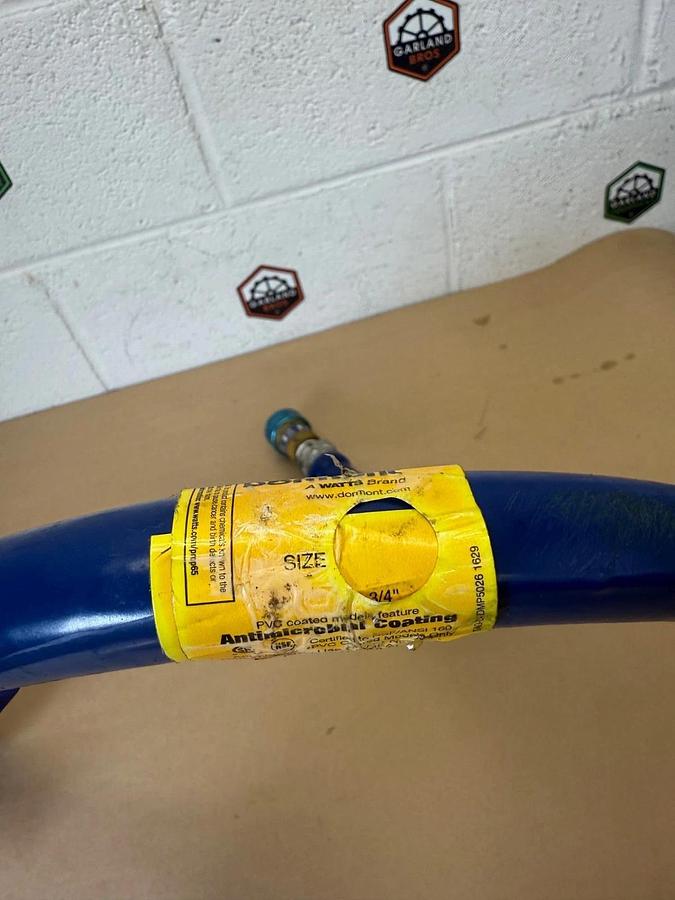 Used Dormont Blue Hose Gas Connector 3/4” Setup w Swivel, Valve, Snapfast SNC B533-2