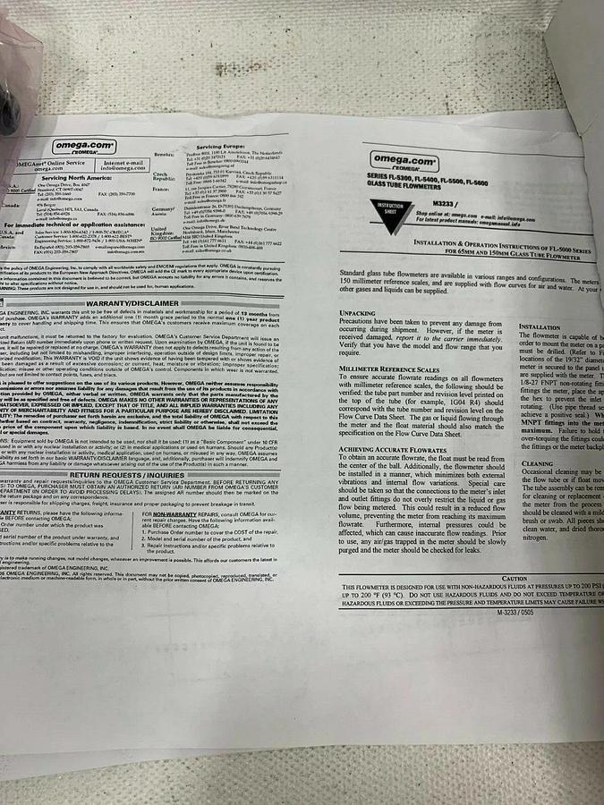 Omega Engineering FL-5521C Rotameter