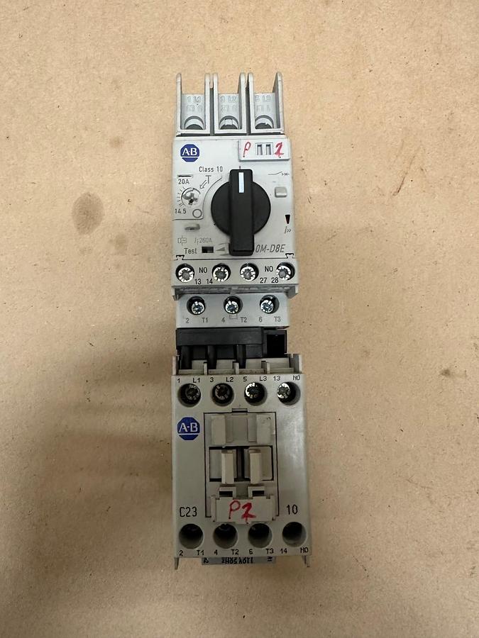 Used Allen Bradley 140M-D8E-C20 Ser C Circuit Breaker w/ 100-C23*10 Contactor