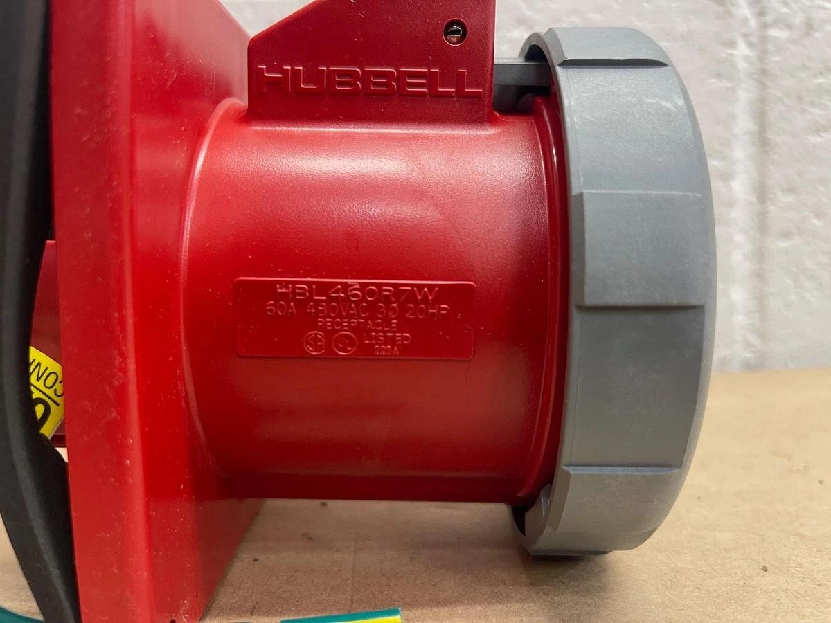 Used Hubbell HBL460R7W Pin & Sleeve Receptacle, 60A, 480V, 3 Phase
