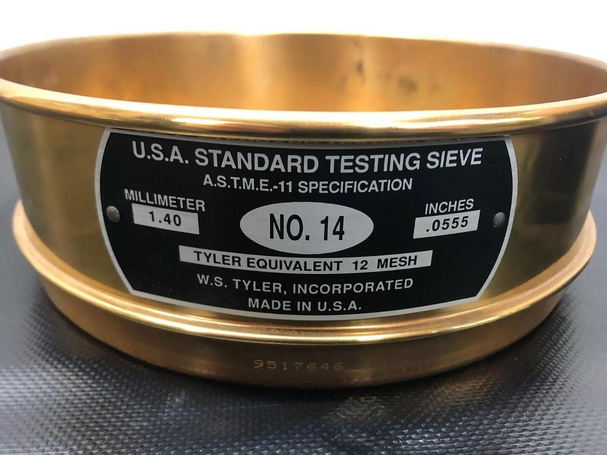 W.S. Tyler No. 14 Standard Test Sieve, Millimeter: 1.40, Inches: 0.0555