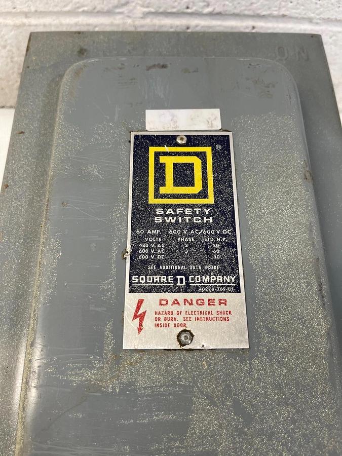 Used Square D HU-362 Series E1 Safety Switch 60 Amp