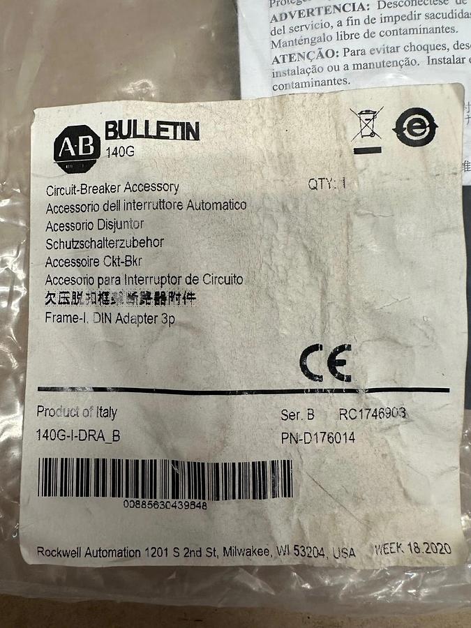 Used Allen Bradley 140G-I-DRA_B Circuit Breaker Accessory *NEW*