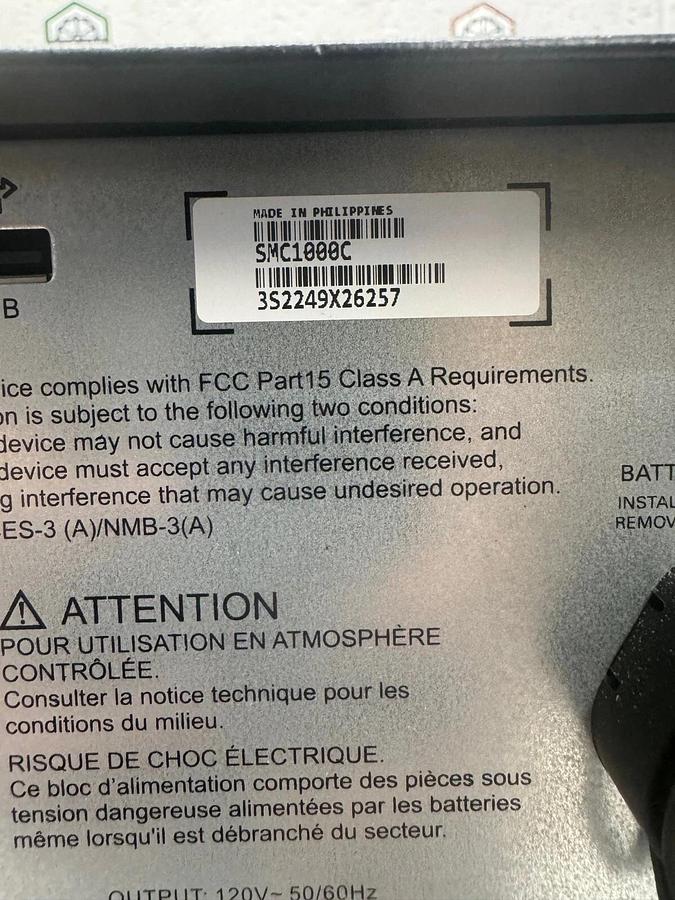 Used APC SMC1000C Smart UPS Connect, 1000 VA, 600W, 8.3A, 120V-50/60Hz