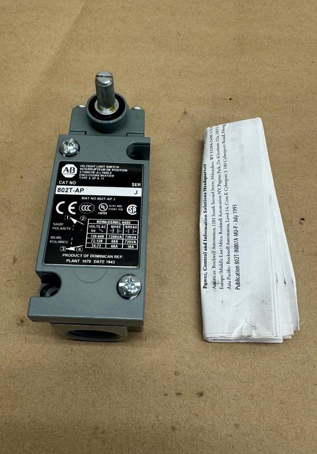 Used Allen Bradley 802T-AP Oil Tight Limit Switch, Series J