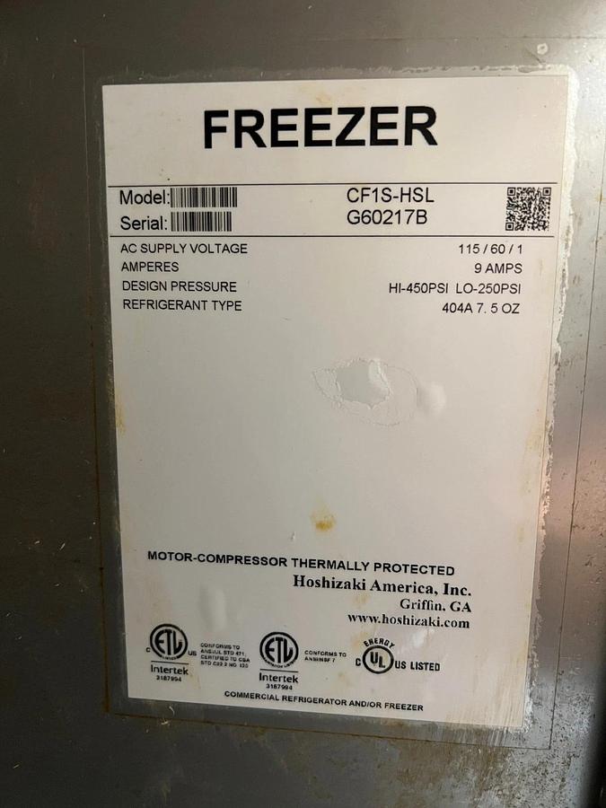 Used Hoshizaki CF1S-HSL Two-Door Freezer, Stack
