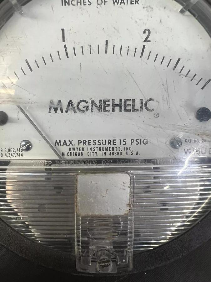 Used Dwyer Instruments W45U BA Magnehelic Max Pressure 15 PSIG
