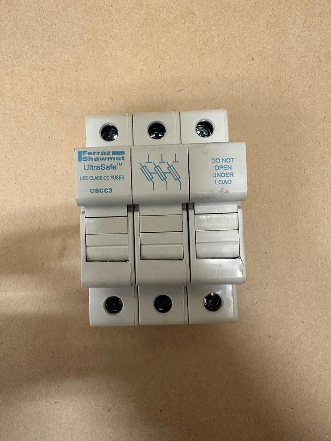 Used Ferraz Shawmut USCC3 Ultrasafe Fuseholder w/ ATDR25 Fuse (x3)