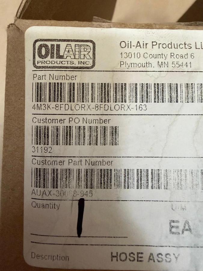 Used Oil-Air Products 4M3K-8FDLORX-8FDLORX-163 1/4” Hose Assembly *NEW*