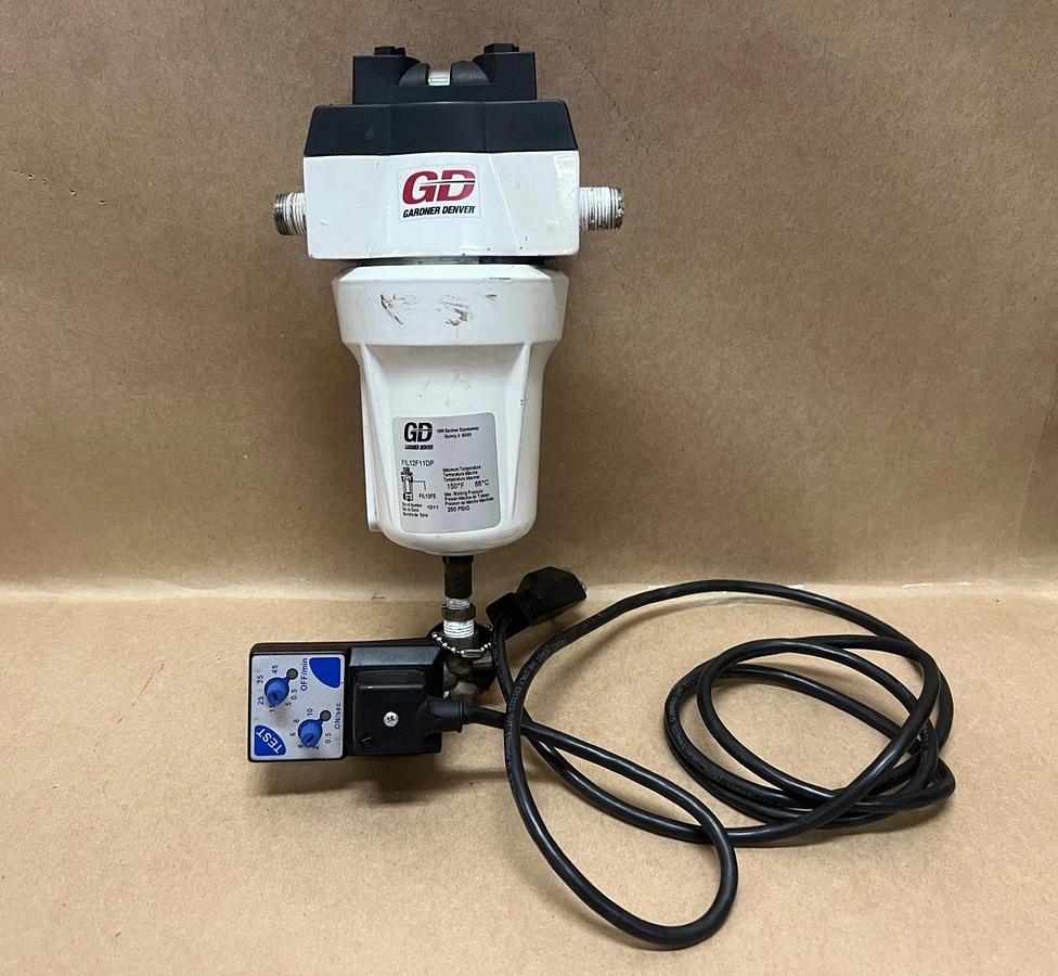 Used Gardner Denver FIL12F11DP Compressed Air Filter, Valve Controller, Analog Timer