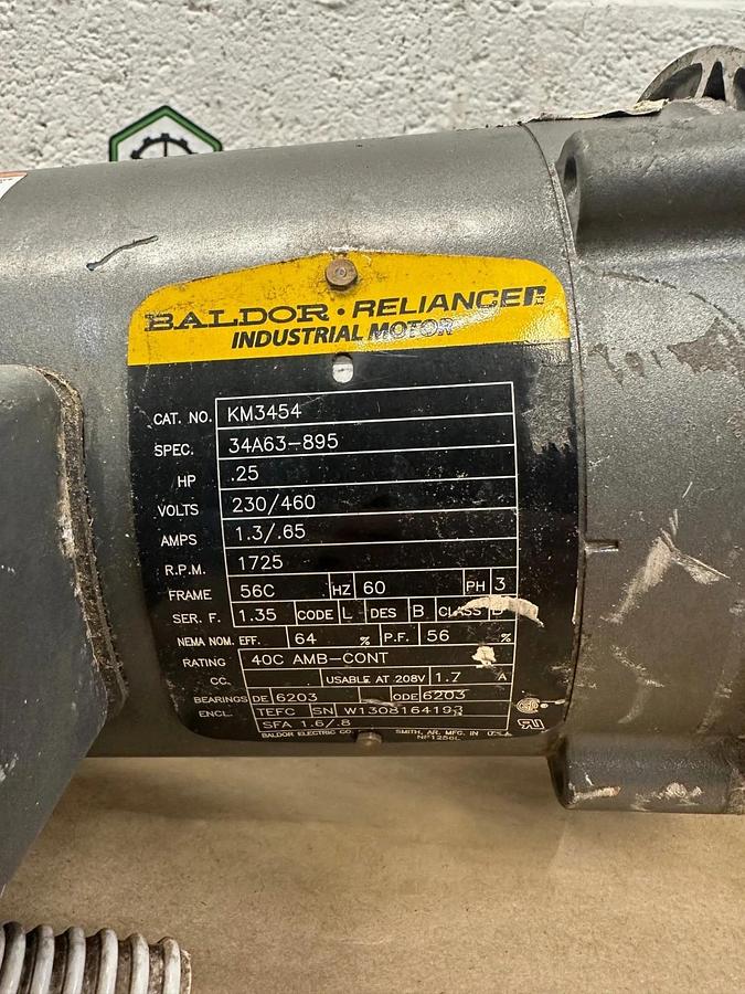 Used Nord SK1SI50 Flexbloc WormGear 1”D x 5-13/16” Shaft Baldor KM3454 1/4Hp 1725Rpm