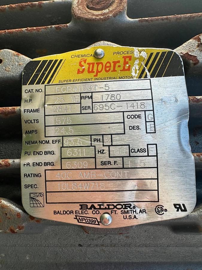 Used Hartzell Fan 54-20-V00 Axial Inline, 25 TE Hp @ 1780RPM 575V