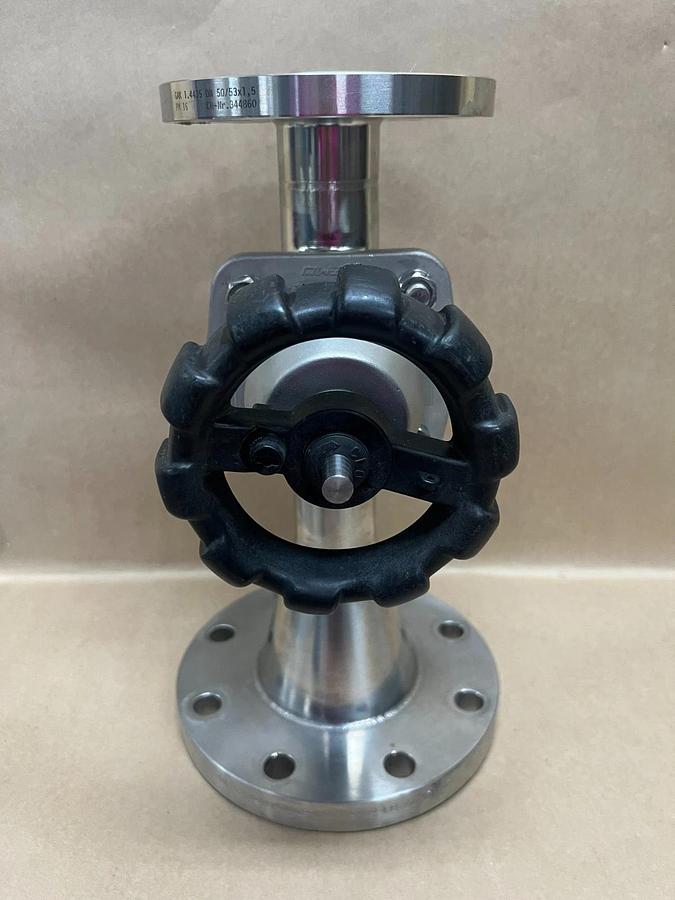 Used Gemü DN50 316L Sanitary Diaphragm Valve Assembly, 4" 150# Flanged