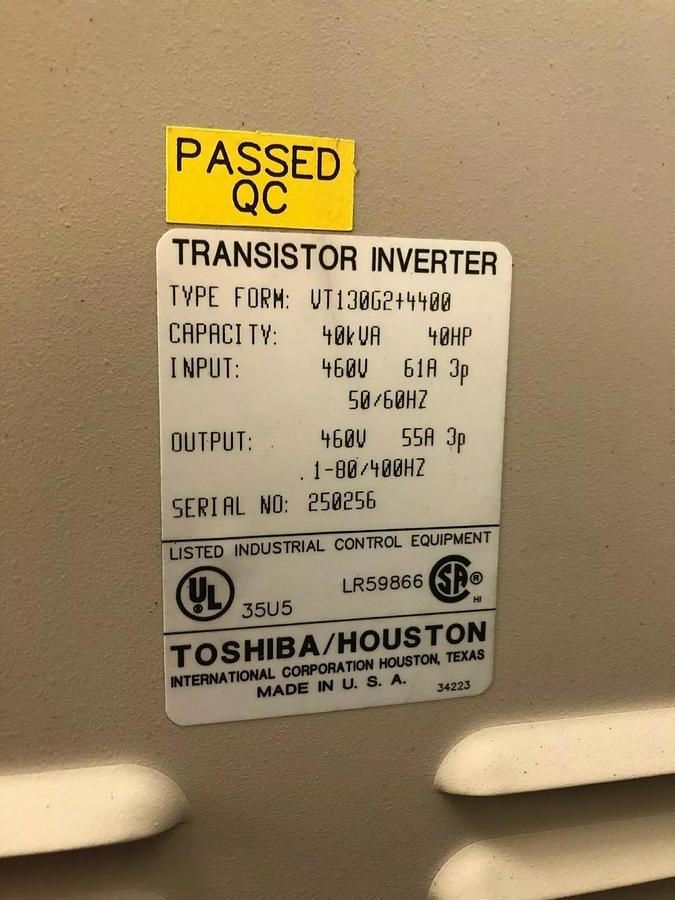 Used Toshiba Tosvert-130G2+ Transistor Inverter, 40 HP, 460 Volts