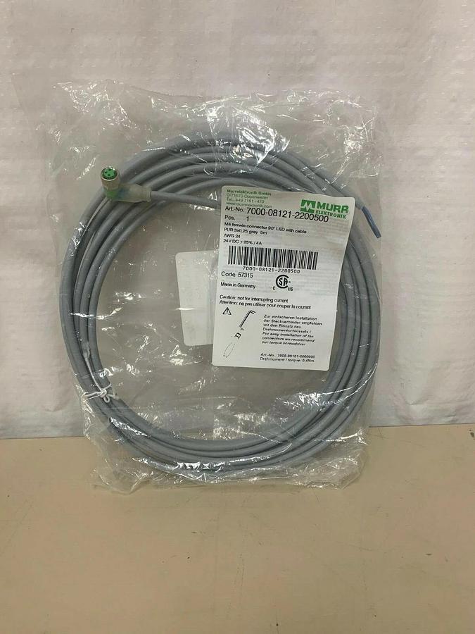 Used MURR Elektronik 7000-08131-2200500 M8 Female Connector 90 degree LED with Cable