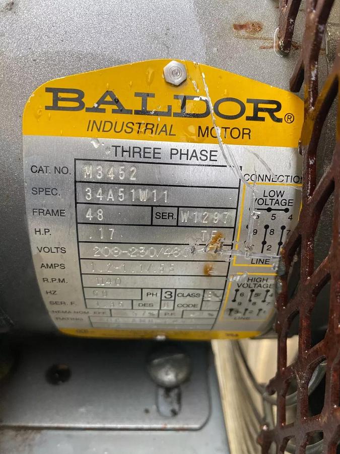 Used Thermal Transfer A0-25 Heat Exchanger 300 PSI, temp F 400 Baldor Motor 3 ph