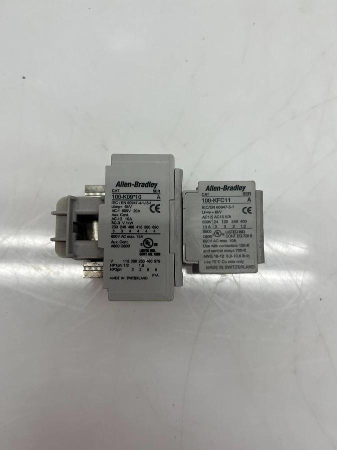 Used Allen Bradley 100-KFC11 w/ 100-K09*10 Ser A Contact Block w/ Contactor