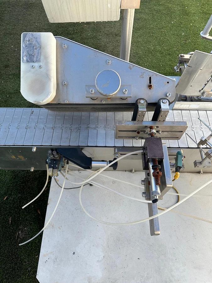 Used Chicago Automated Labeling Wrap Labeler, 120VAC, 20A, 7.5” W x 10’ L Belt