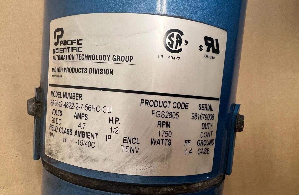 Used Pacific Scientific SR3642-4822-2-7-56HC-CU Motor w/ Gear Reducer 20.1 Ratio