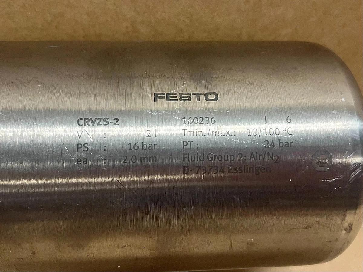 Used Festo CRVZS-2 SS 2 Liter Pneumatic Air Reservoir
