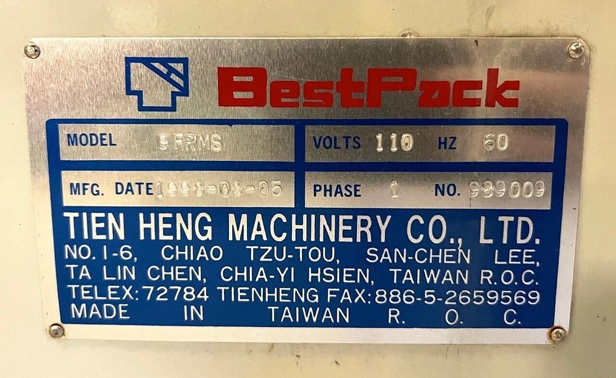 Used Bestpack 9 FRMS Sealer Case Taper w/ Index, Serial No. 98C049